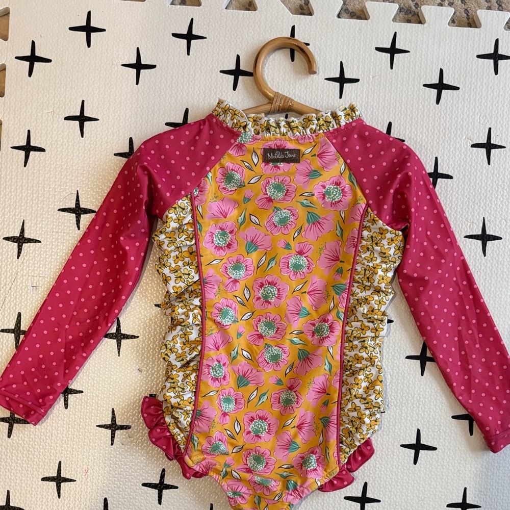 Matilda Jane Girls Rash Guard Swimsuit- UPF 50 + Sun Protection - Picture 6 of 7
